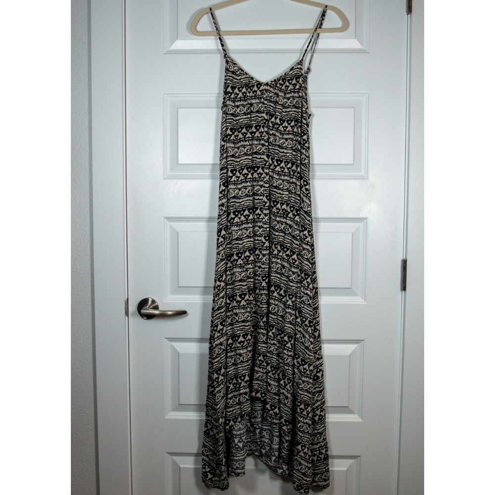 Pink Stitch Resort Maxi Dress Black White Geometric Ikat Print Sz 2